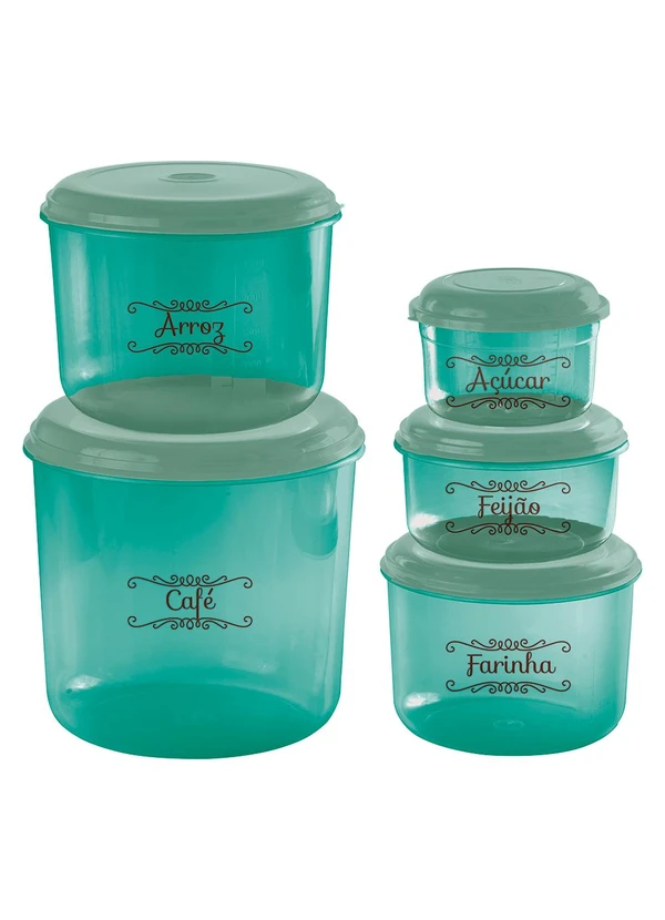 Giplas - Kit Potes Mantimentos Verde 5 Peças