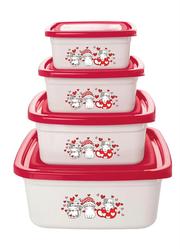 Kit Potes Quadrados Gatinhos 4 Pe�as