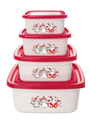 Giplas - Kit Potes Quadrados Gatinhos 4 Peças - GIPLAS