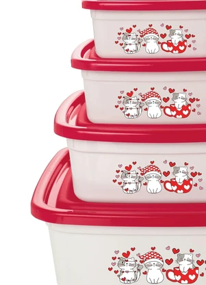 Giplas - Kit Potes Quadrados Gatinhos 4 Peças - GIPLAS