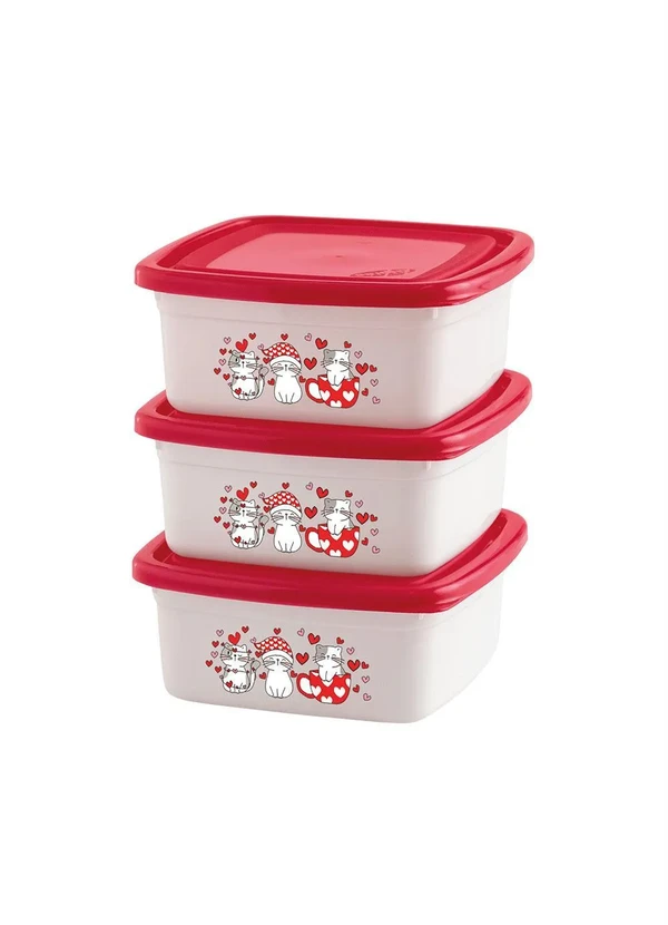 Giplas - Kit Potes Quadrados Gatinhos 400 Ml 3 Peças