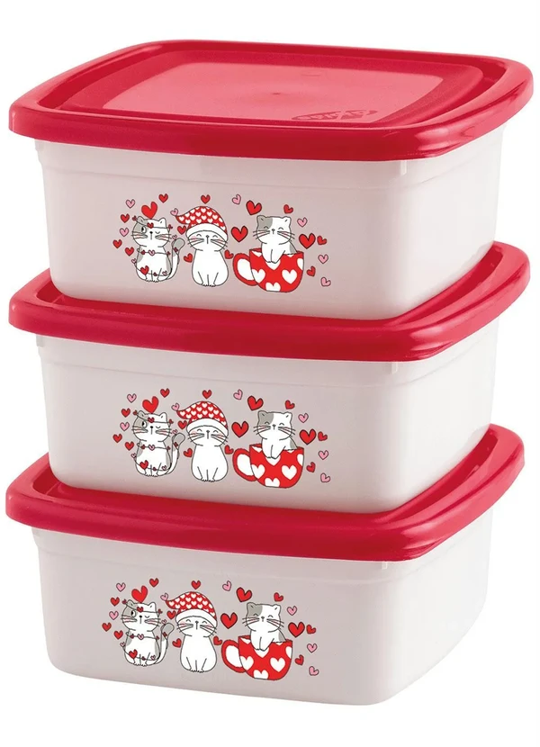 Giplas - Kit Potes Quadrados Gatinhos 400 Ml 3 Peças 2