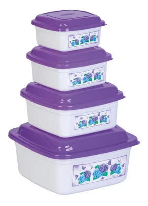 Lar e Lazer - Kit Potes Quadrados Hortênsia 4 Peças - LAR E LAZER