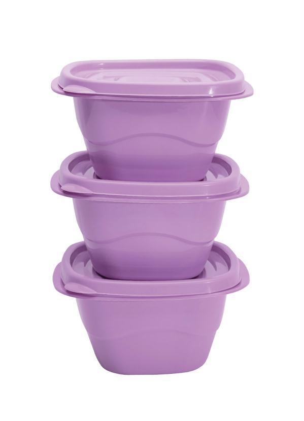 Lar e Lazer - Kit Potes Quadrados Organizadores Lilás 3 Peças