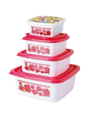 Giplas - Kit Potes Quadrados Rosê 4 Peças - GIPLAS