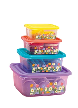 Giplas - Kit Potes Quadrados Tulipa 4 Peças - GIPLAS