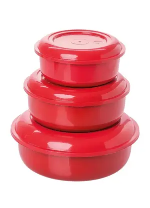 Lar e Lazer - Kit Potes Red Plástico 3 Peças - LAR E LAZER