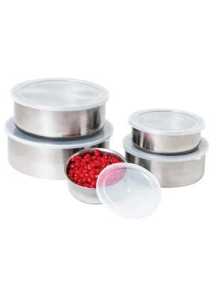 Lar e Lazer - Kit Potes Redondos em Inox Pra - LAR E LAZER