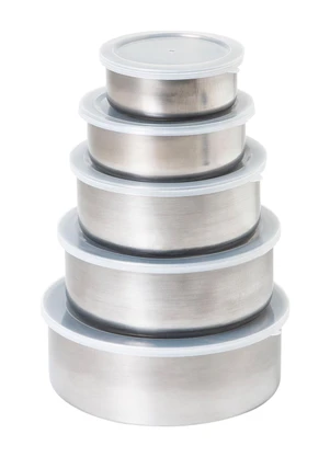 Lar e Lazer - Kit Potes Redondos em Inox Pra - LAR E LAZER