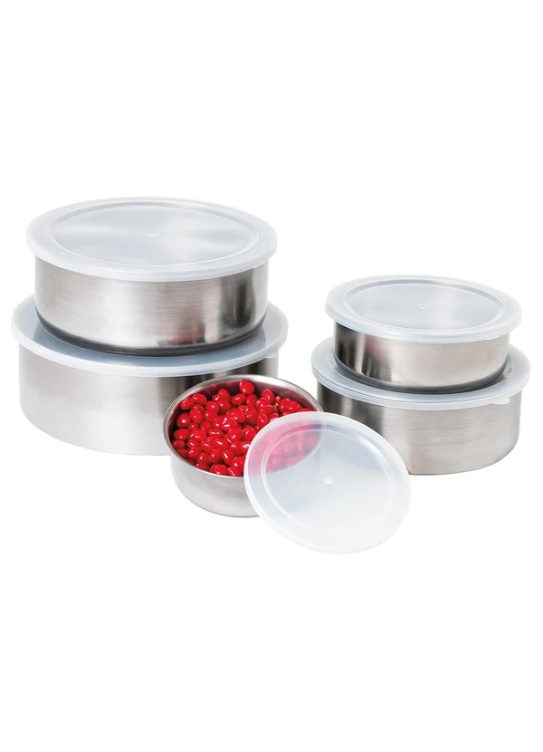 Lar e Lazer - Kit Potes Redondos em Inox Pra