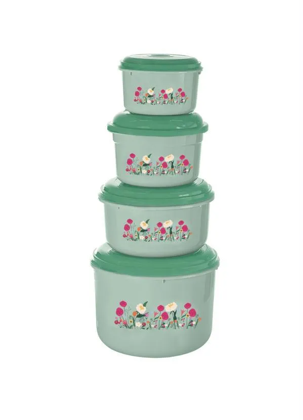 Giplas - Kit Potes Redondos Floral Verde 4 Peças 1
