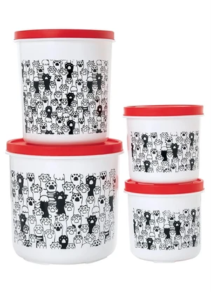 Lar e Lazer - Kit Potes Redondos Patinhas 4 Peças - LAR E LAZER