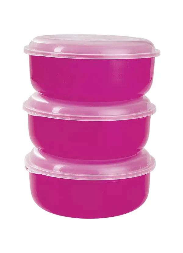 Lar e Lazer - Kit Potes Redondos Pink 3 Peças 2