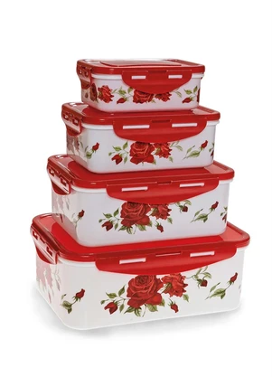 Mundo Lar - Kit Potes Retangulares Vermelho 4 Peças - MUNDO LAR