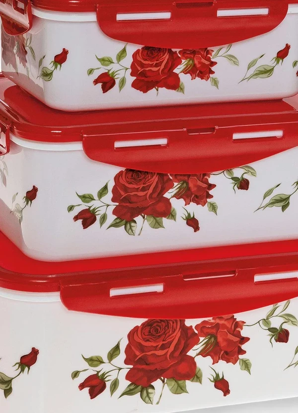 Mundo Lar - Kit Potes Retangulares Vermelho 4 Peças 2