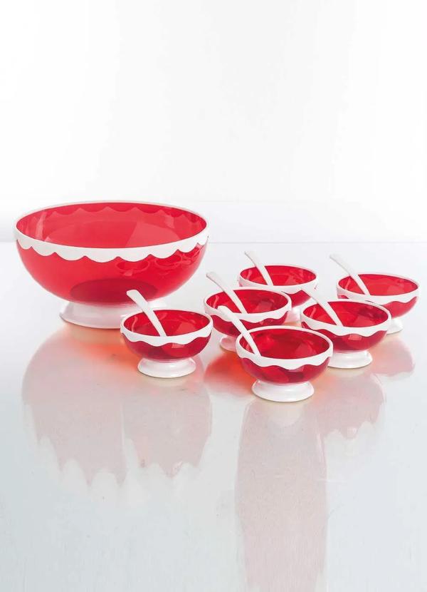 Lar e Lazer - Kit Sobremesa 13 Peças em Plástico Vermelho 2