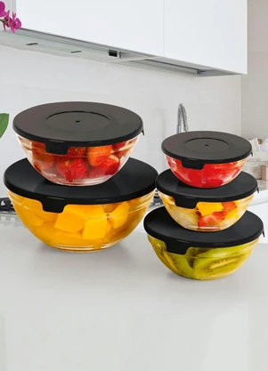 Mundo Lar - Kit Tigelas Black Mariana 5 Peça - MUNDO LAR