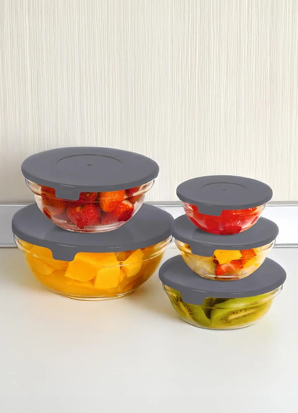 Mundo Lar - Kit Tigelas Mariana Cinza 5 Peças 2