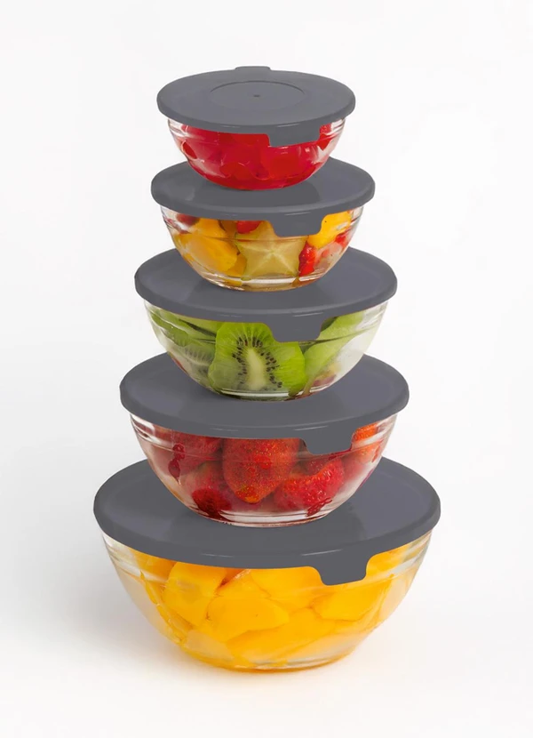 Mundo Lar - Kit Tigelas Mariana Cinza 5 Peças 3