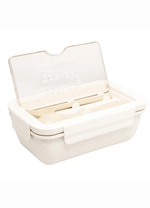 Lar e Lazer - Marmita Hermética com Talheres Off White 1 Peça - LAR E LAZER