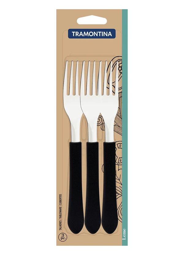 Tramontina - Conjunto de Garfos de Mesa Preto 3 Peças
