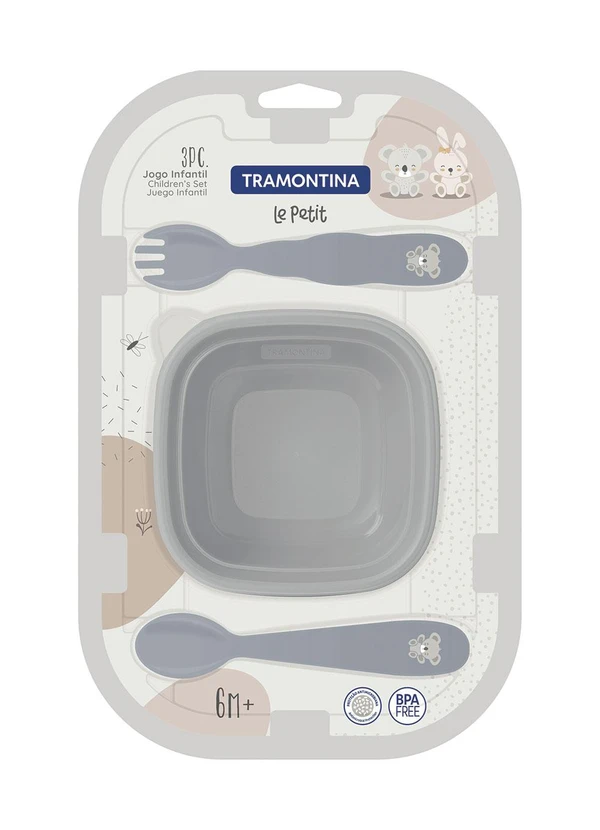 Tramontina - Jogo Infantil Le Petiti Cinza 3 Peças 3