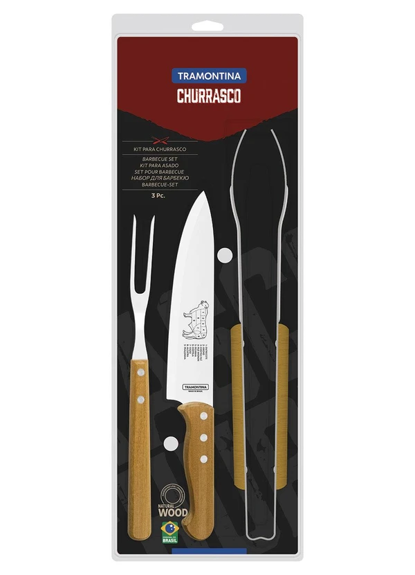 Tramontina - Jogo para Churrasco em Aço Inox 3 Peças