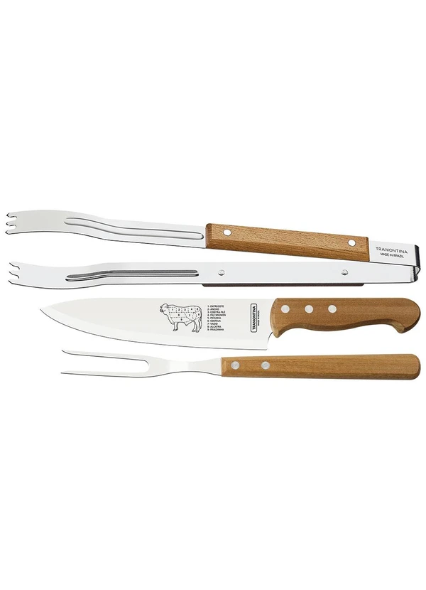 Tramontina - Jogo para Churrasco em Aço Inox 3 Peças 2