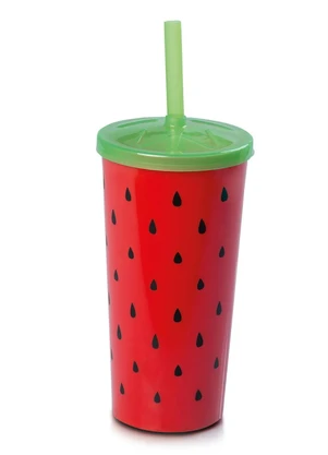 Lar e Lazer - Copo com Canudo Melância 600 Ml - LAR E LAZER