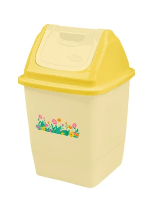 Giplas - Lixeira Quadrada Basculante Floral Amarela - GIPLAS