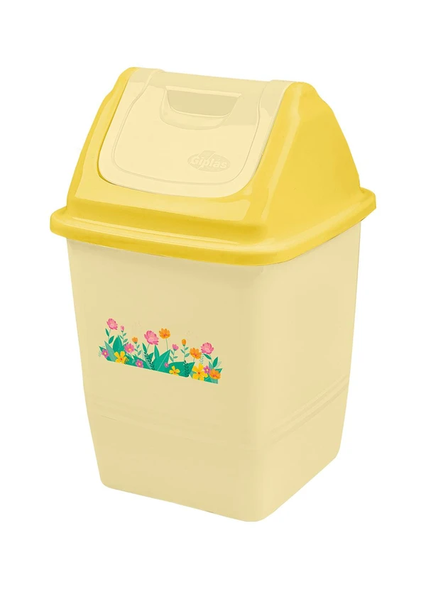 Giplas - Lixeira Quadrada Basculante Floral Amarela
