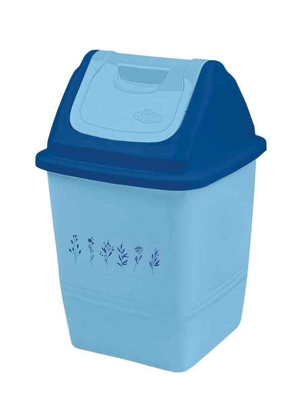Lixeira Quadrada com Basculante Floral Azul