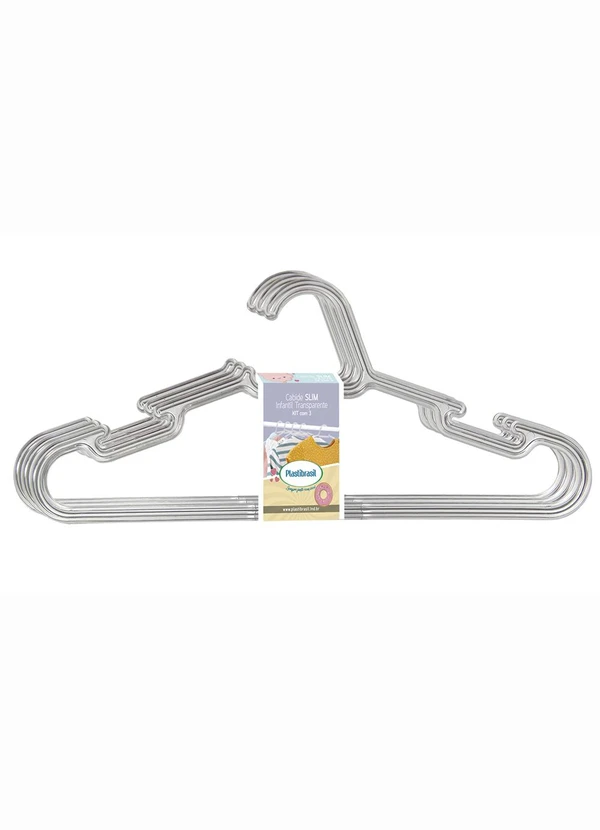 Lar e Lazer - Kit 3 Cabides Slim Infantil Incolor 1
