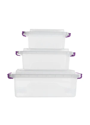 Lar e Lazer - Kit Caixas Organizadoras com Travas 3 Peças - LAR E LAZER