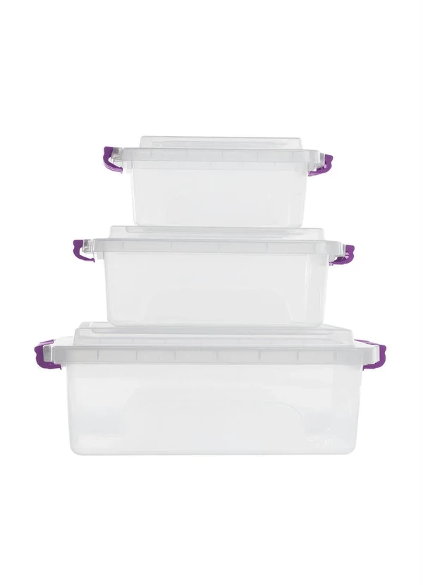 Lar e Lazer - Kit Caixas Organizadoras com Travas 3 Peças