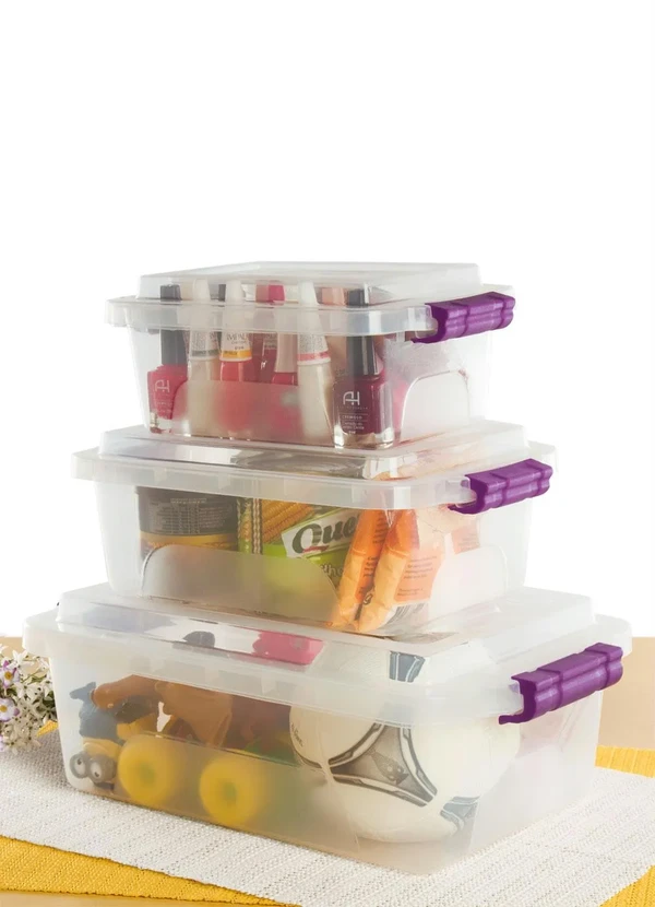 Lar e Lazer - Kit Caixas Organizadoras com Travas 3 Peças 2