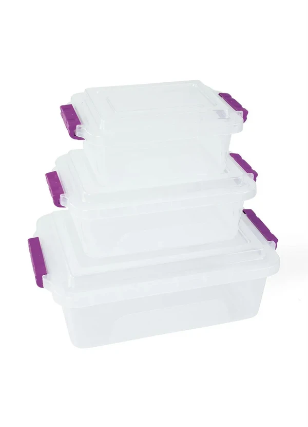 Lar e Lazer - Kit Caixas Organizadoras com Travas 3 Peças 3