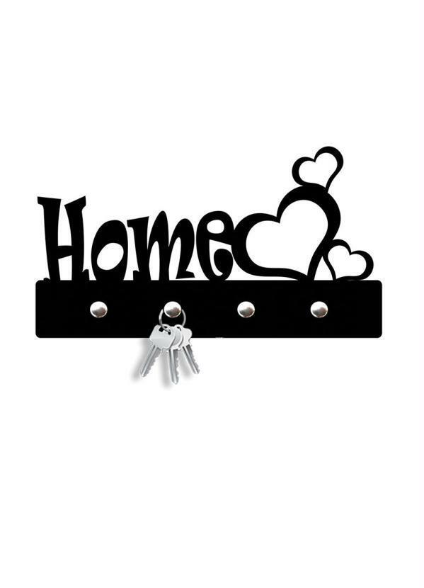 Lar e Lazer - Porta Chaves Home Coração Preto 1 Peça