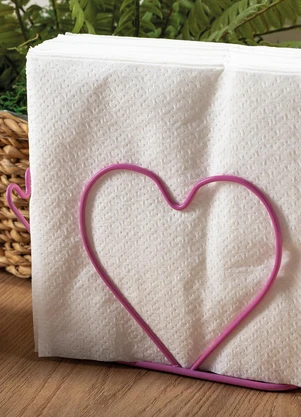 Lar e Lazer - Porta Guardanapo Rosa Coração - LAR E LAZER
