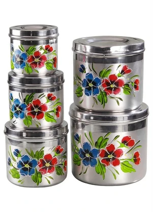 Lar e Lazer - Kit Potes Mantimentos Floral 5 Peças - LAR E LAZER