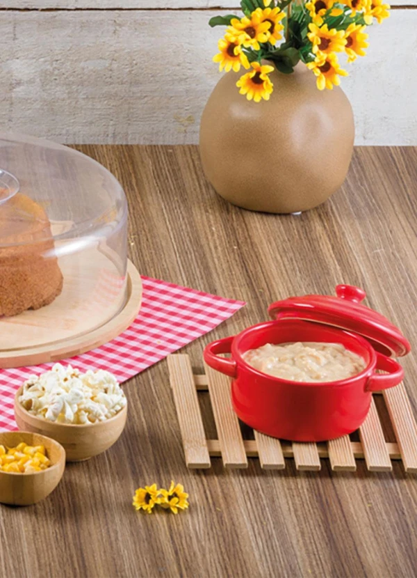 Lar e Lazer - Caçarola com Tampa Porcelna Vermelha 3