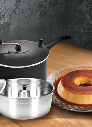 Lar e Lazer - Conjunto Pipoqueira e Forma de Pudim Preta N22 Gmt - LAR E LAZER