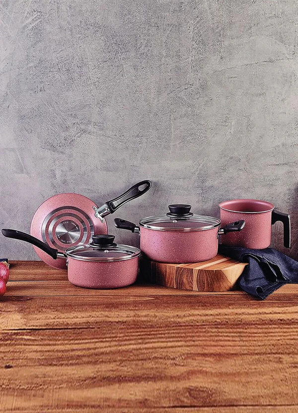 Tramontina - Jogo de Panelas Starflon Max Rosa 4 Peças