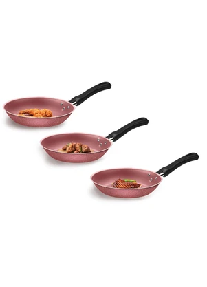 Tramontina - Kit Frigideiras Caribe Rosa 3 Peças - TRAMONTINA