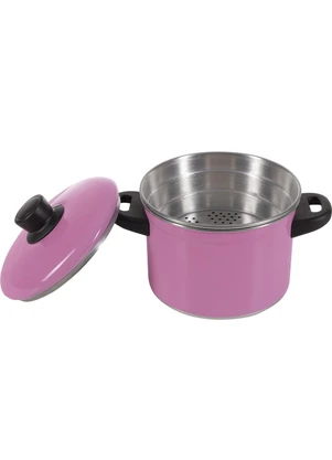Lar e Lazer - Panela 2 em 1 Cozimento a Vapor Rosa - LAR E LAZER