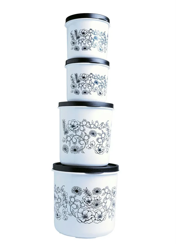 Lar e Lazer - Kit Potes Mantimentos Flora 4 Peças