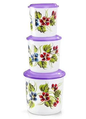 Lar e Lazer - Kit Potes Mantimentos Floral 4 Peças - LAR E LAZER