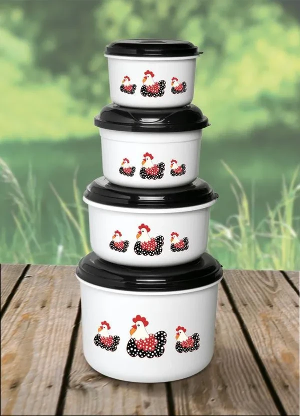 Lar e Lazer - Kit Potes Redondos Galinhas 4 Peças 2