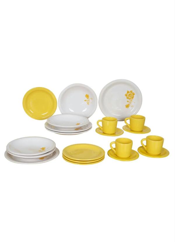 Lar e Lazer - Kit de Jantar Floral Amarelo 20 Peças