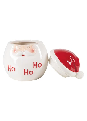 Lar e Lazer - Potiche Ceramica c/ Tampa Papai Noel - LAR E LAZER